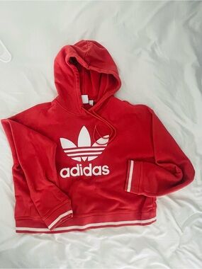 adidas Red Trefoil Hoodie with White Logo
